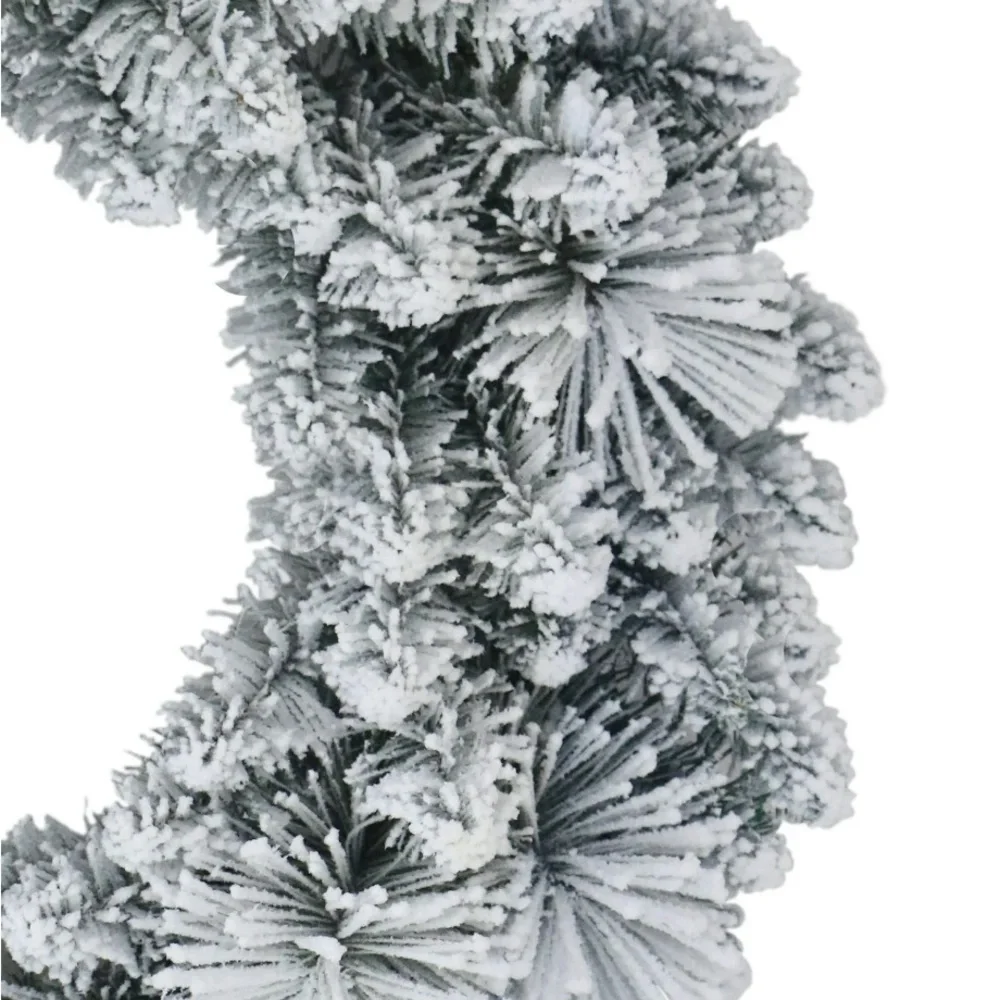 Holiday Time Snowy White and Green Wreath